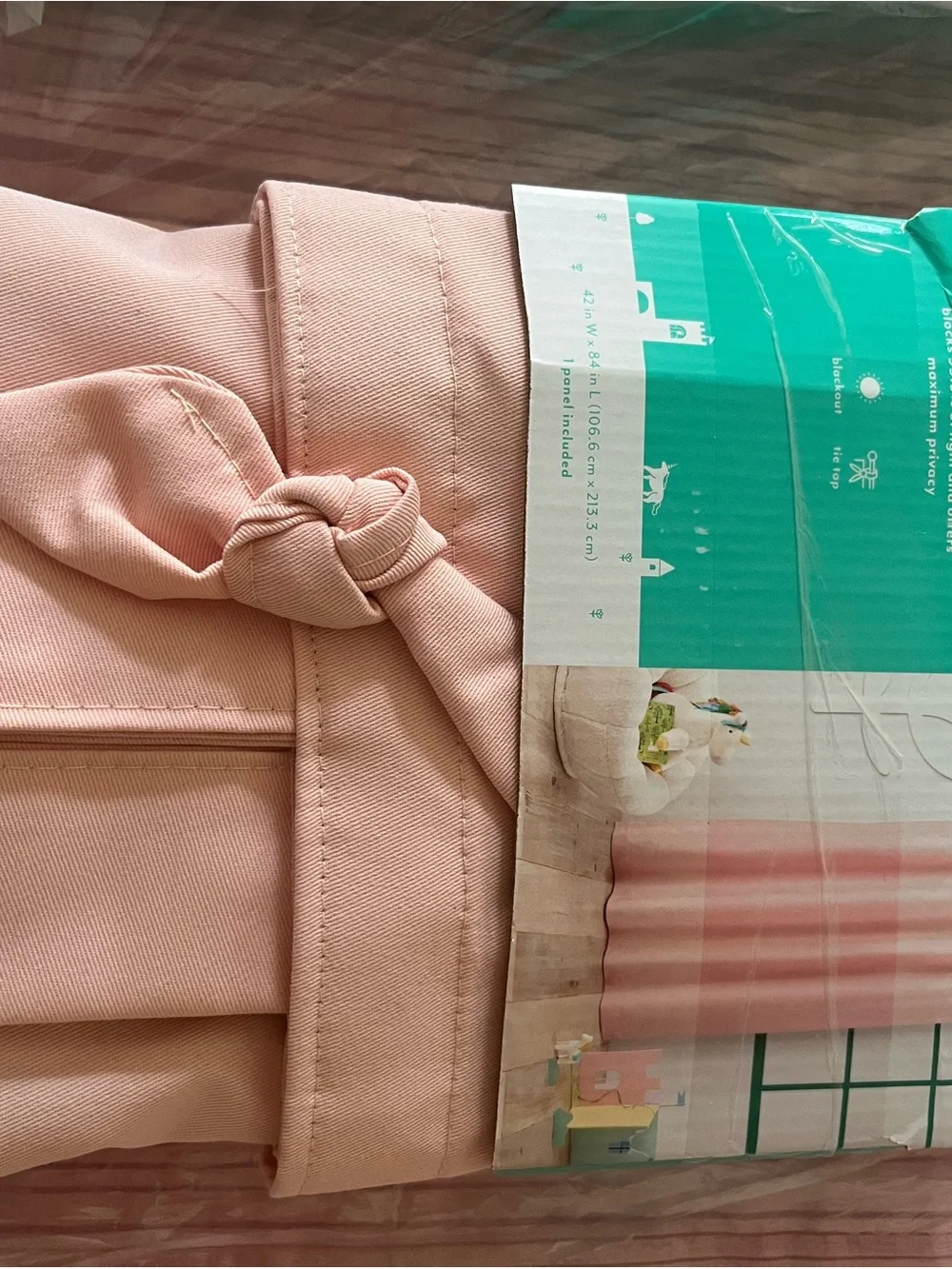 3 panels- Pillowfort Pale Pink Knot-Detail Blackout Curtain Panel